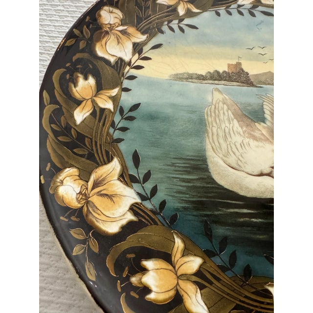 Late 19th Century Continental Swan Charger Wall Mount Plate For Sale - Image 4 of 12