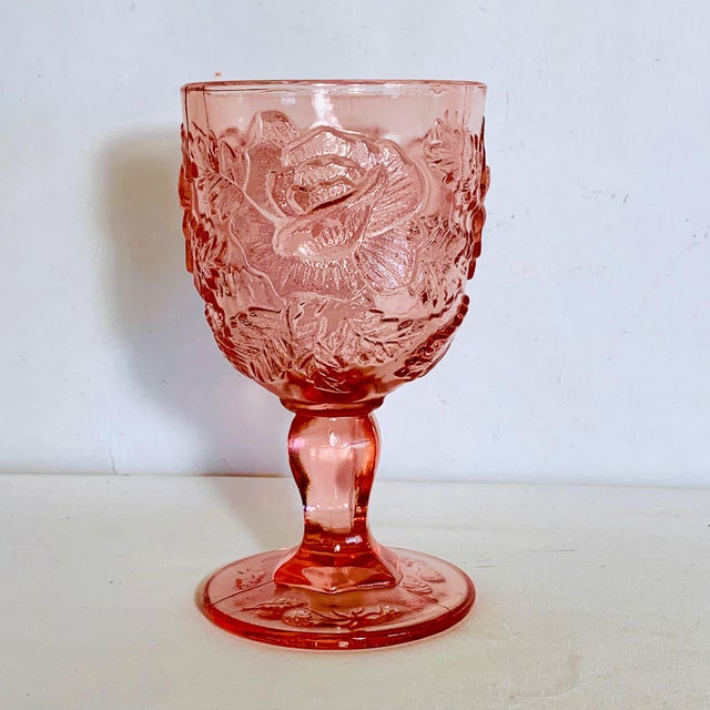 Madonna Inn Pink Wild Rose Goblet Fenton Wright Glass Chairish