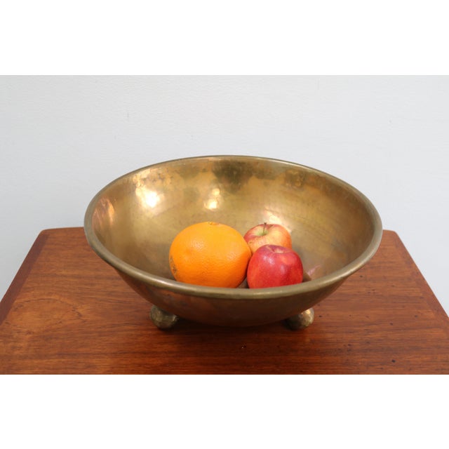 Large Swedish Art Deco Brass Fruit Bowl, 1920s For Sale - Image 3 of 9