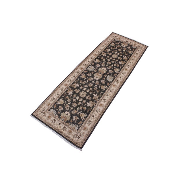 Art Nouveau Boho Chic Ziegler Gray/Ivory Wool Runner Rug- 2'7'' X 8'2'' For Sale - Image 3 of 10