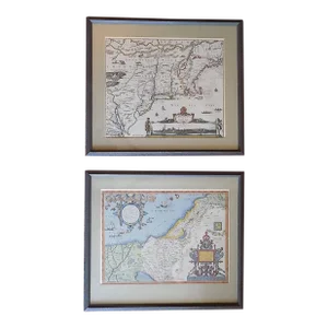 Hand Colored Framed Vintage Maps of "New Belgium" &