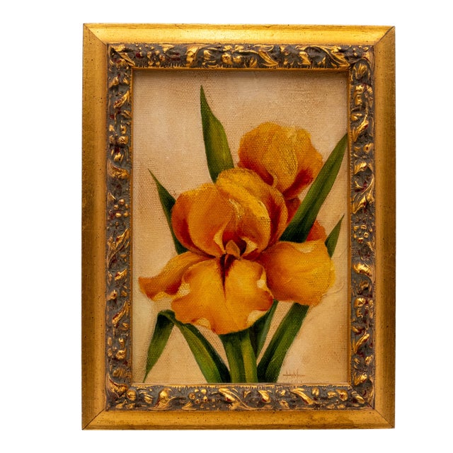 Ornate Framed Flower Still Life Oil Painting on Canvas Signed For Sale