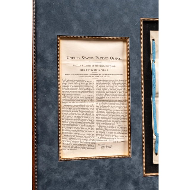 Custom-framed presentation of an original United States patent issued to William P. Adams of Brooklyn, New York for "Non-...