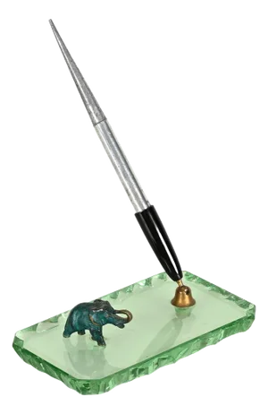 Nile Green Glass and Bronze Pen Holder by P. Chiesa for Fontana Arte, 1940s