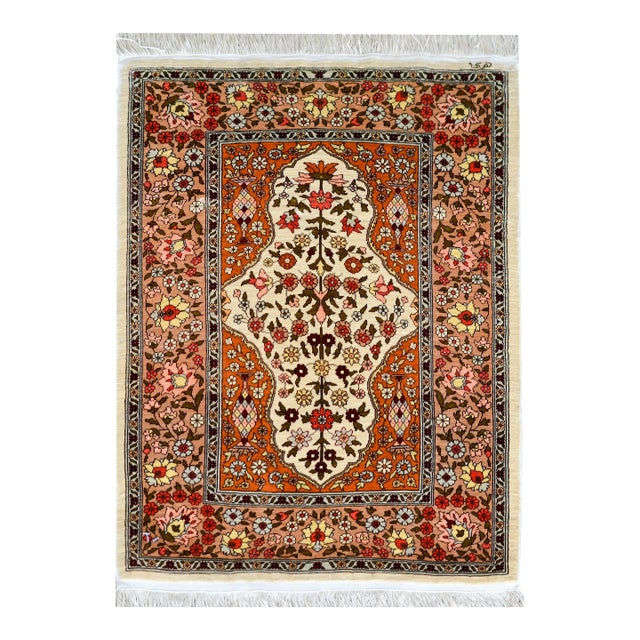 Vintage Silk Turkish Hereke Rug For Sale