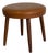 Round Brown Leather Teak Ottoman Danish Mid-Century Modern 1960s For Sale