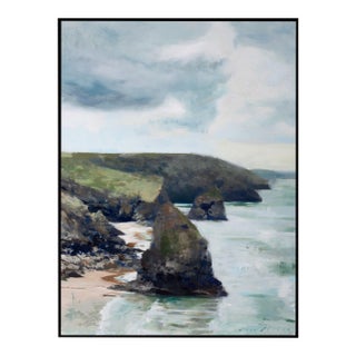 Contemporary North Coast Tides by Jon Doran | Oil on Panel Sea Stack on the Cornish North Coast For Sale