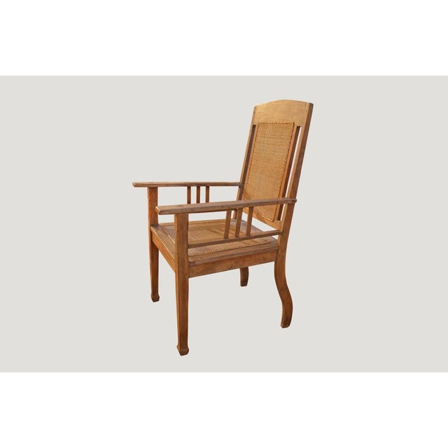 Andrianna Shamaris Colonial Teak Wood and Rattan Chair For Sale - Image 11 of 18