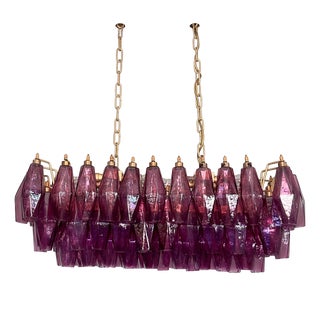 Amethyst Murano Glass Poliedri Chandelier by Carlo Scarpa, 1990s For Sale