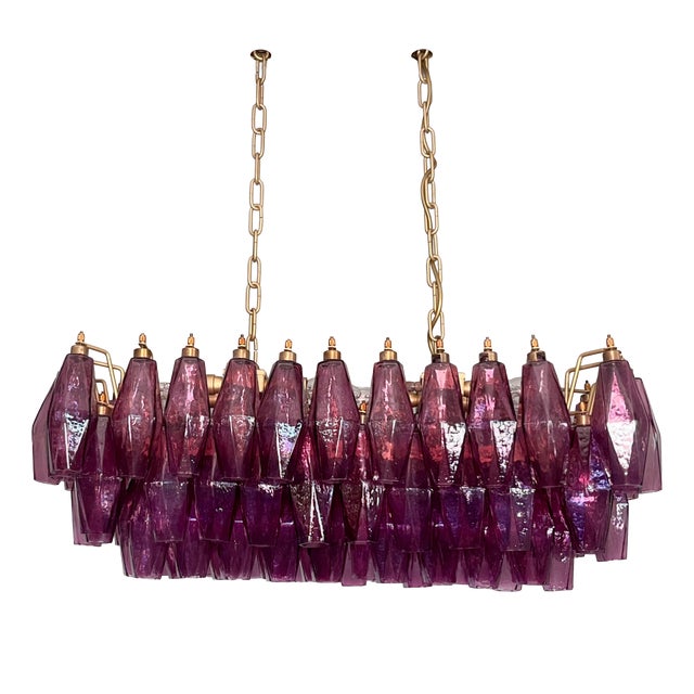 Amethyst Murano Glass Poliedri Chandelier by Carlo Scarpa, 1990s For Sale