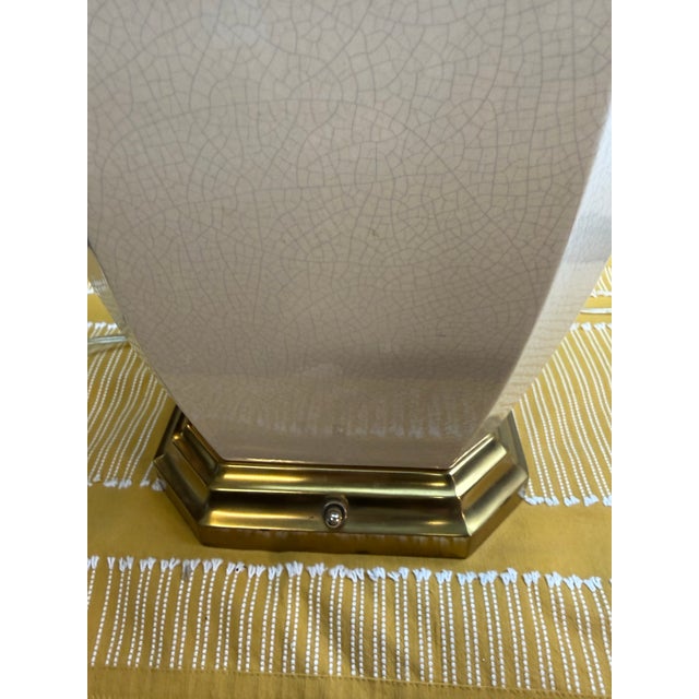 1960s Hollywood Regency Crackle Glaze Lamp Pair For Sale - Image 4 of 11