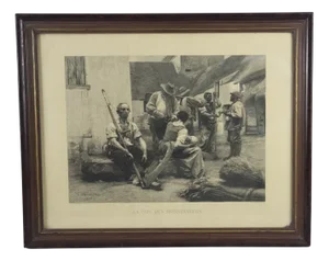 Leon Lhermitte, The Harvesters' Pay, 1890s, Engraving, Framed