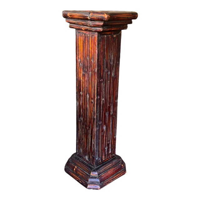 Vintage Bamboo Pedestal Plinth / Display Stand For Sale