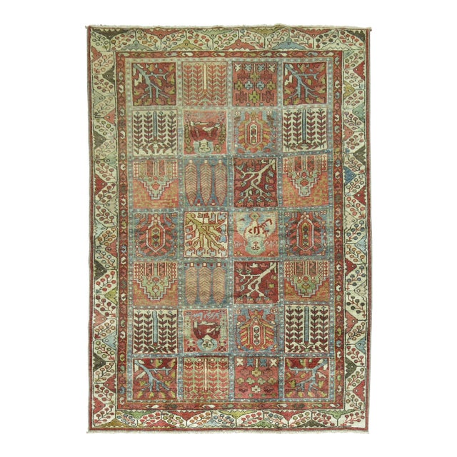 Early 20th Century Garden Box Persian Malayer Rug - 4'5" x 6'4" For Sale