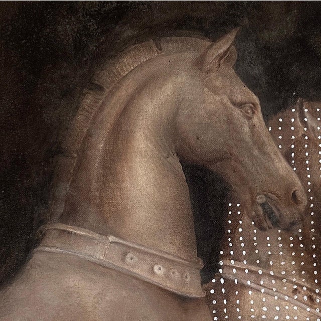 Contemporary II by Kit King | Oil, mortar, and earth on canvas with metal ring depicting two horse figures. For Sale - Image 3 of 4