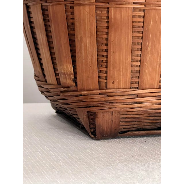 Boho Chic Vintage Palm Beach Coastal Tortoise Bamboo and Rattan Wastebasket For Sale - Image 3 of 9