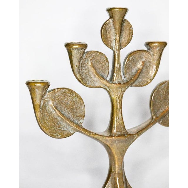 1950s Mid Century Modern Sculptural Bronze Tree Candle Holder For Sale - Image 5 of 9