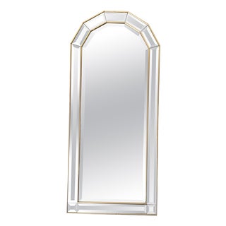 Italian Giltwood and Faceted Glass Wall Mirror, 1980s For Sale
