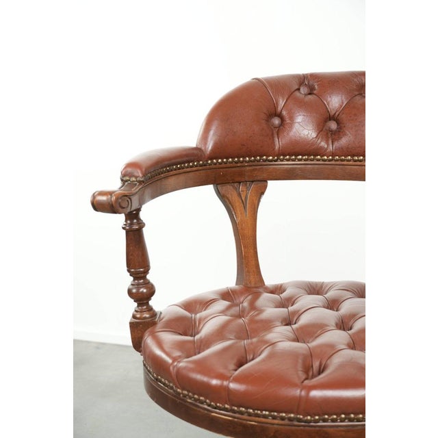 Chesterfield Office Chair in Cowhide Leather For Sale - Image 9 of 14