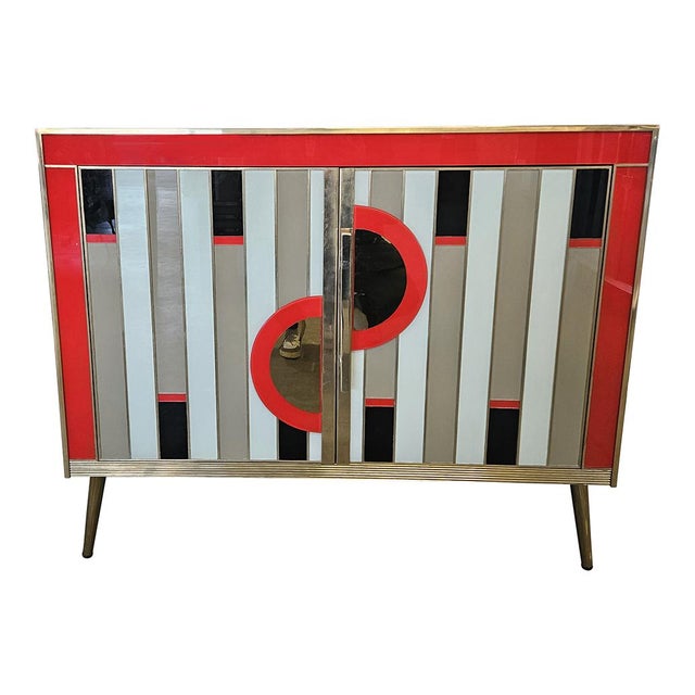 Red Glass Sideboard, 1980s For Sale - Image 3 of 10