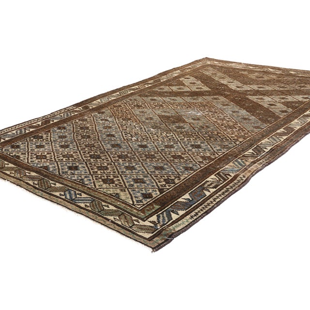 61016 Antique-Worn Persian Hamadan Rug, 04'02 x 07'00. Distressed antique-washed Hamadan rugs are authentic Persian rugs,...