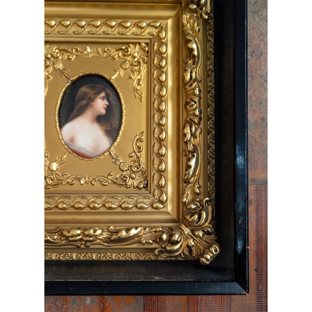 Late 19th Century 19th Century German KPM Style Miniature Portrait on Porcelain in Shadowbox Frame For Sale - Image 5 of 18