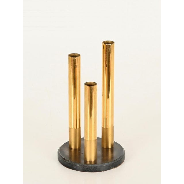 Mid-Century Italian Brass Flower Holder with Blued Steel Base, 1970s For Sale - Image 4 of 13