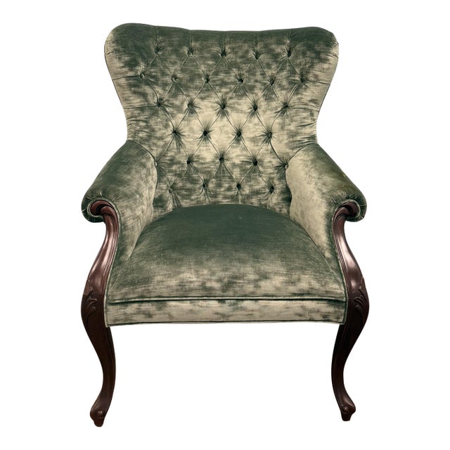 Late 20th Century Tufted Upholstered Accent Chair / Armchair For Sale