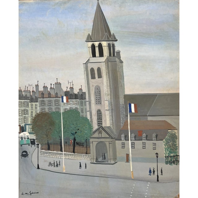 Armand Marie Guérin, Personnages sous le porche de l'église, Oil on Wood For Sale - Image 12 of 12