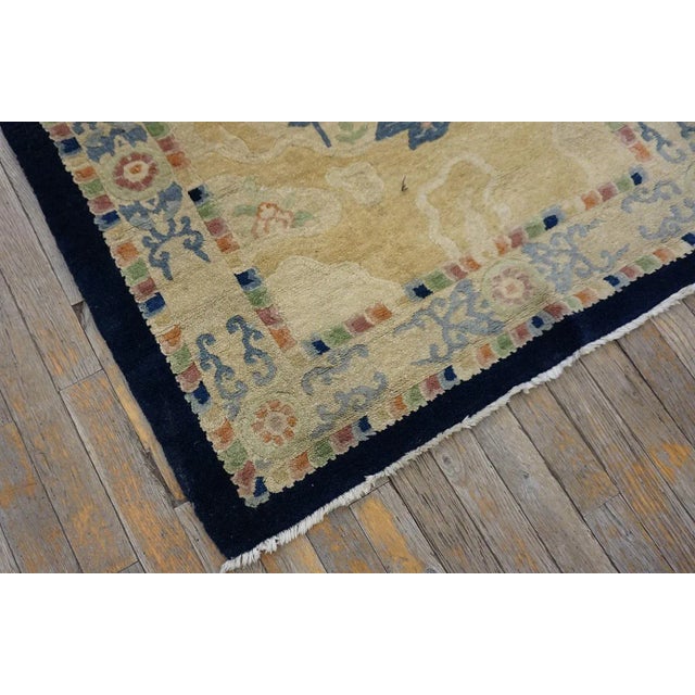 1930s Beige Peacock Antique Chinese Peking Carpet 3' X 5'9" Knotted Wool Rug For Sale In New York - Image 6 of 13