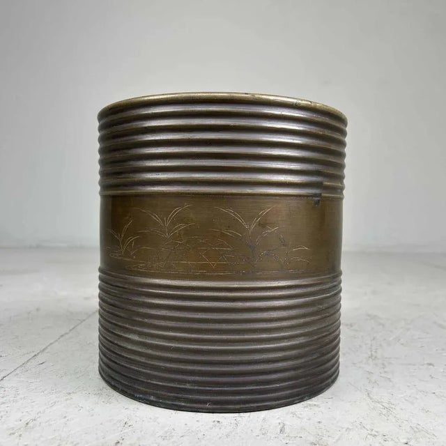 Taishō Copper Hibachi with Palm/Bird Decoratiom, 1920s For Sale - Image 11 of 11