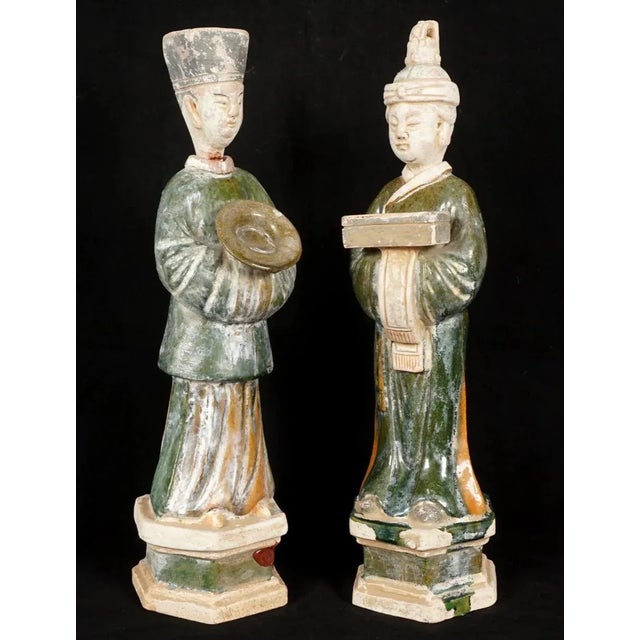 Two Ming Style Chinese Pottery Dignitaries For Sale - Image 12 of 12