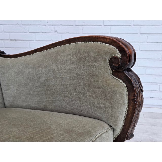 Danish Lounge Chair in Velour and Carved Oak, 1950s For Sale - Image 18 of 18