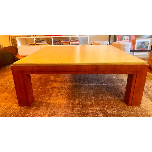 Vintage Ralph Lauren Leather Coffee Table – Modern Cherry & Cream For Sale - Image 16 of 17