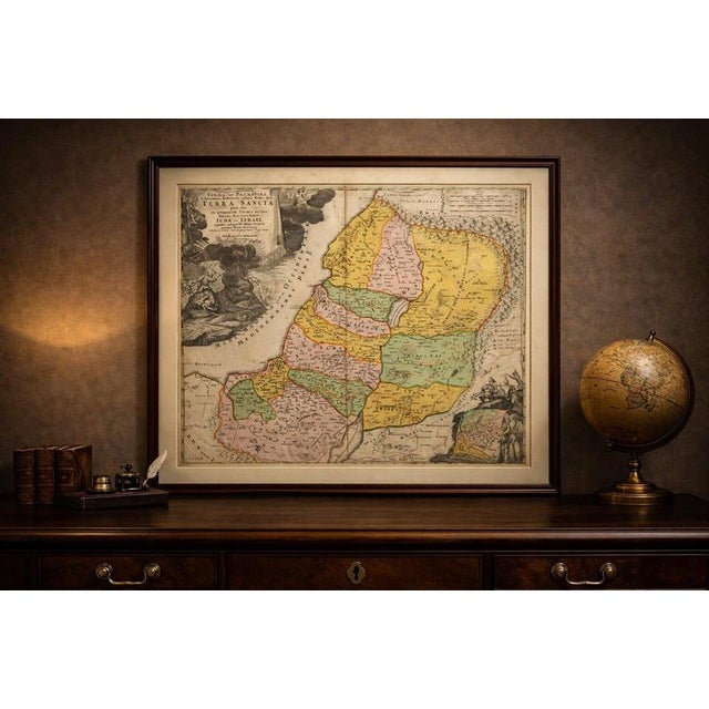 Black Holy Land Map of Judaea Palestina from Homann, 1710s For Sale - Image 8 of 9