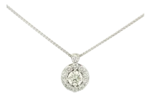 Vintage 14k White Gold 1.16 Carat Total Weight Natural Diamond Halo Pendant