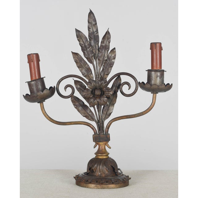 Art Deco Pair of Rustic Art Deco Iron Candelabra For Sale - Image 3 of 9
