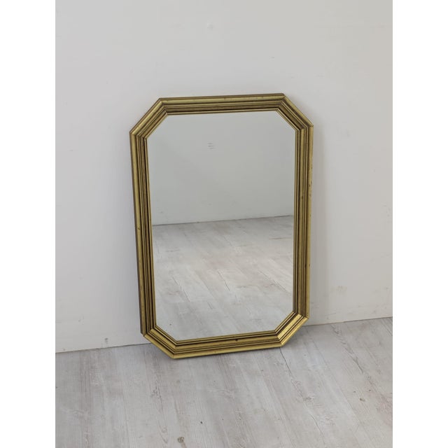 Vintage Mirror in Wooden Gilded Frame Beveled Shape, 1975 For Sale - Image 12 of 12