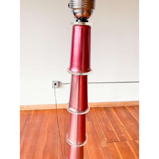Metal 1980s Art Deco Metallic Glass Floor Lamp For Sale - Image 7 of 15