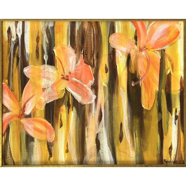 Groovy signed original painting on canvas by American artist Karen Reinhart (1938-2023) titled 'Flower Power.' Karen was a...
