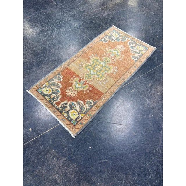 Textile Turkish Mini Rug Oriental Hand Knotted Vintage Rug 1'7" x 3'2" #17492 For Sale - Image 7 of 8