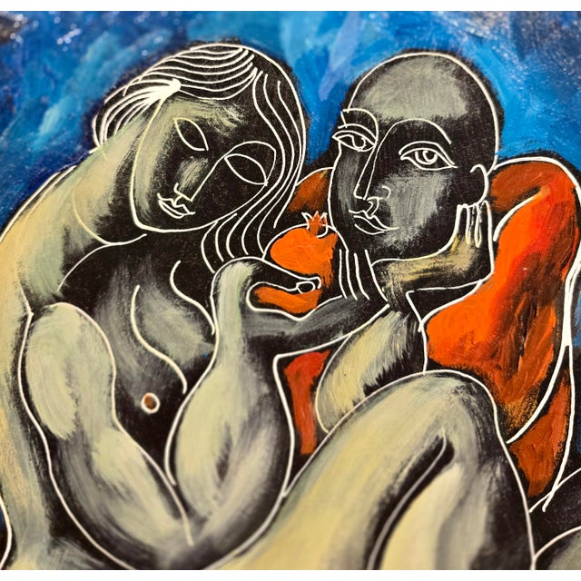 Orange Yuroz -Sweet Offering- Original 1998 Neo-Cubist Oil Painting For Sale - Image 8 of 9