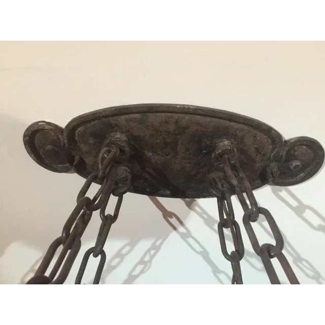 Metal 18th Century Hand-Forged & Hammered French Iron Chandelier For Sale - Image 7 of 9