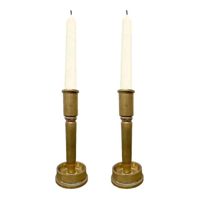 Pair of Folk Art Candlesticks For Sale