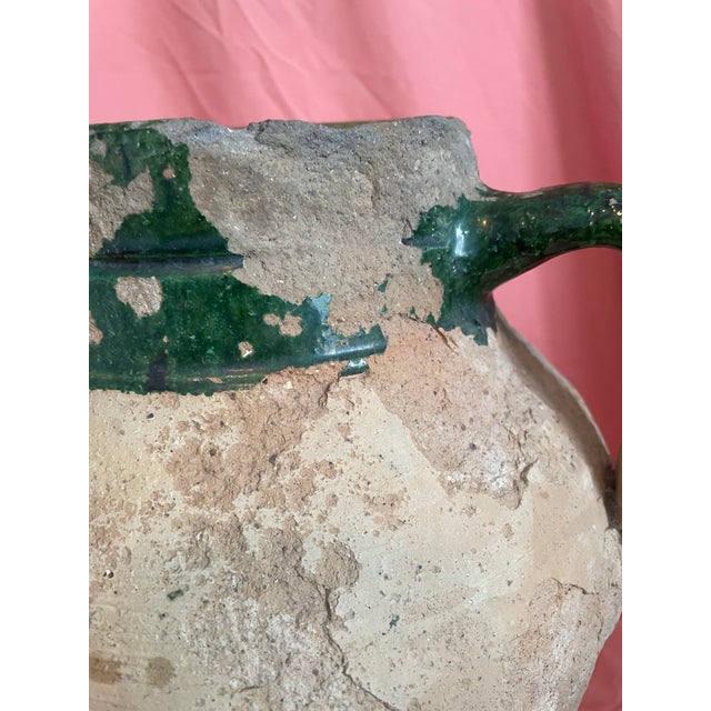 Antique 19th Century Turkish Terracotta Olive Oil Jar With Green Glaze Patina For Sale - Image 11 of 14