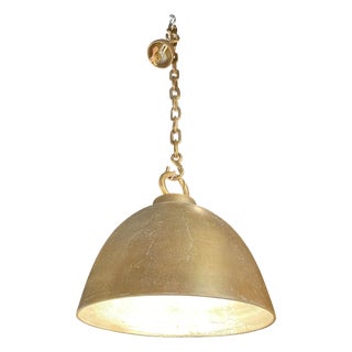 Vintage Mid 20th Century French Gold and Silver Brass Pendant Light For Sale