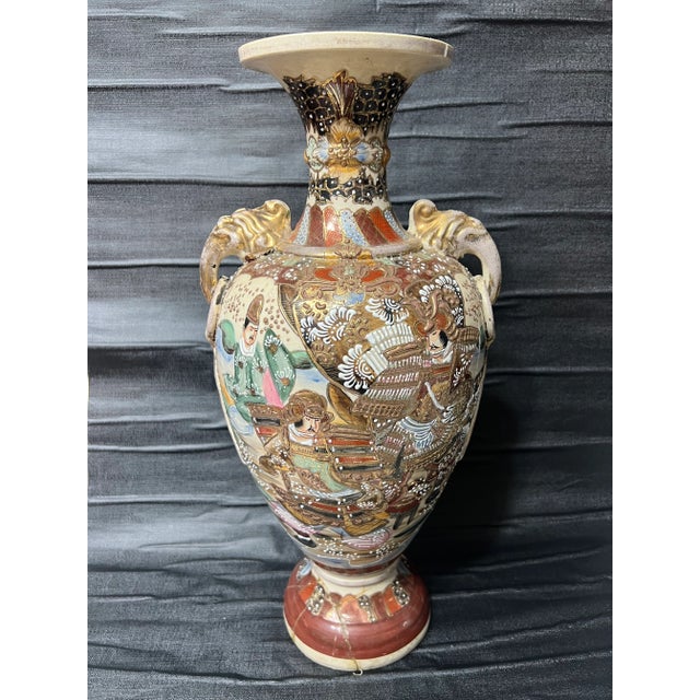 Antique Japanese Satsuma Ceramic Hand Painted Flower Vase, Signed For Sale - Image 12 of 12