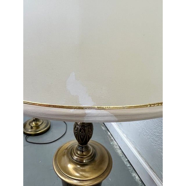 Metal Vintage Rembrandt-Style Brass Torchiere Table Lamps - Set of 2 For Sale - Image 7 of 8