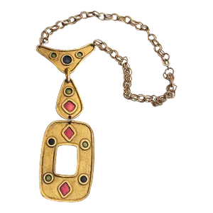 1970s Vintage Gold Egyptian Revival Statement Necklace