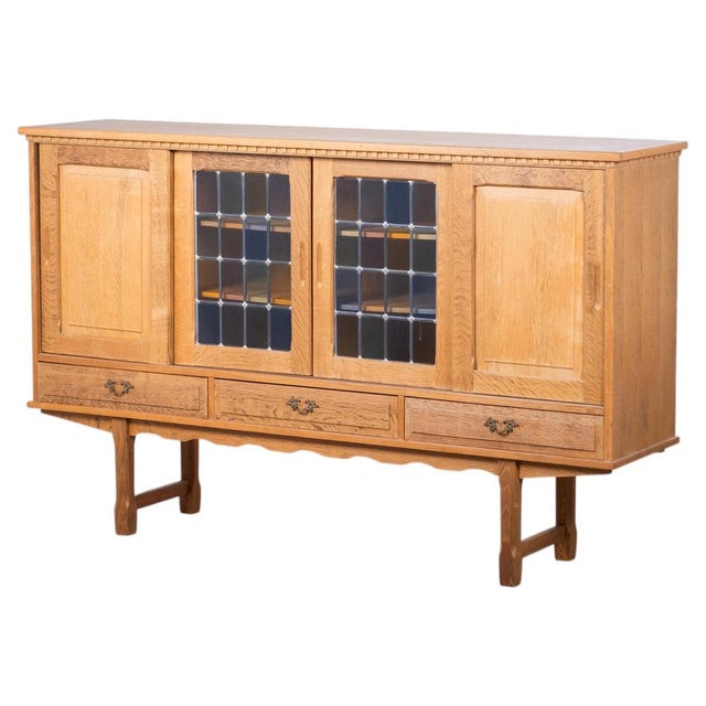 Brutalist Oak Sideboard attributed to Henning Kjærnulf, Denmark, 1960s For Sale - Image 12 of 12